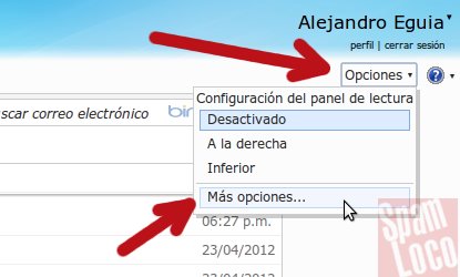 Acceder a las opciones de Hotmail hotmail cambiar contrasena
