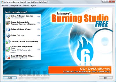 Pantalla principal de Ashampoo Burning Studio Free Burning Studio Free