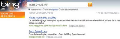 Reverse IP con Bing