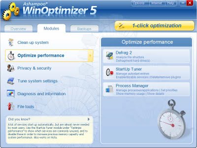 Captura de WinOptimizer 5 WinOptimizer 5