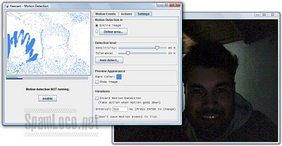 SpamLoco jugando con Yawcam y configurando la detección de movimiento detectar movimiento