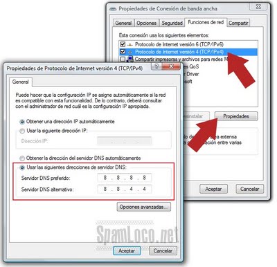 Modificando los DNS en Windows google dns windows