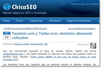 Accede a ChicaSEO.com Twiter.com facebok.com