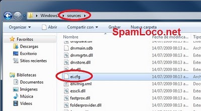 Ubicación del archivo dentro de la imagen ISO de Windows ubicacion ei cfg