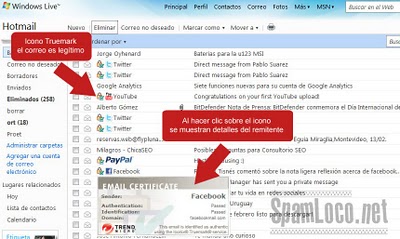eMail ID mostrando iconos email id