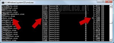 Observando el PID de un programa con el comando tasklist tasklist deteccion