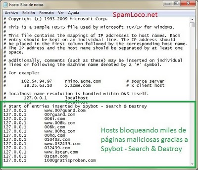 Sitios maliciosos bloqueados con el archivo hosts hosts inmunizado